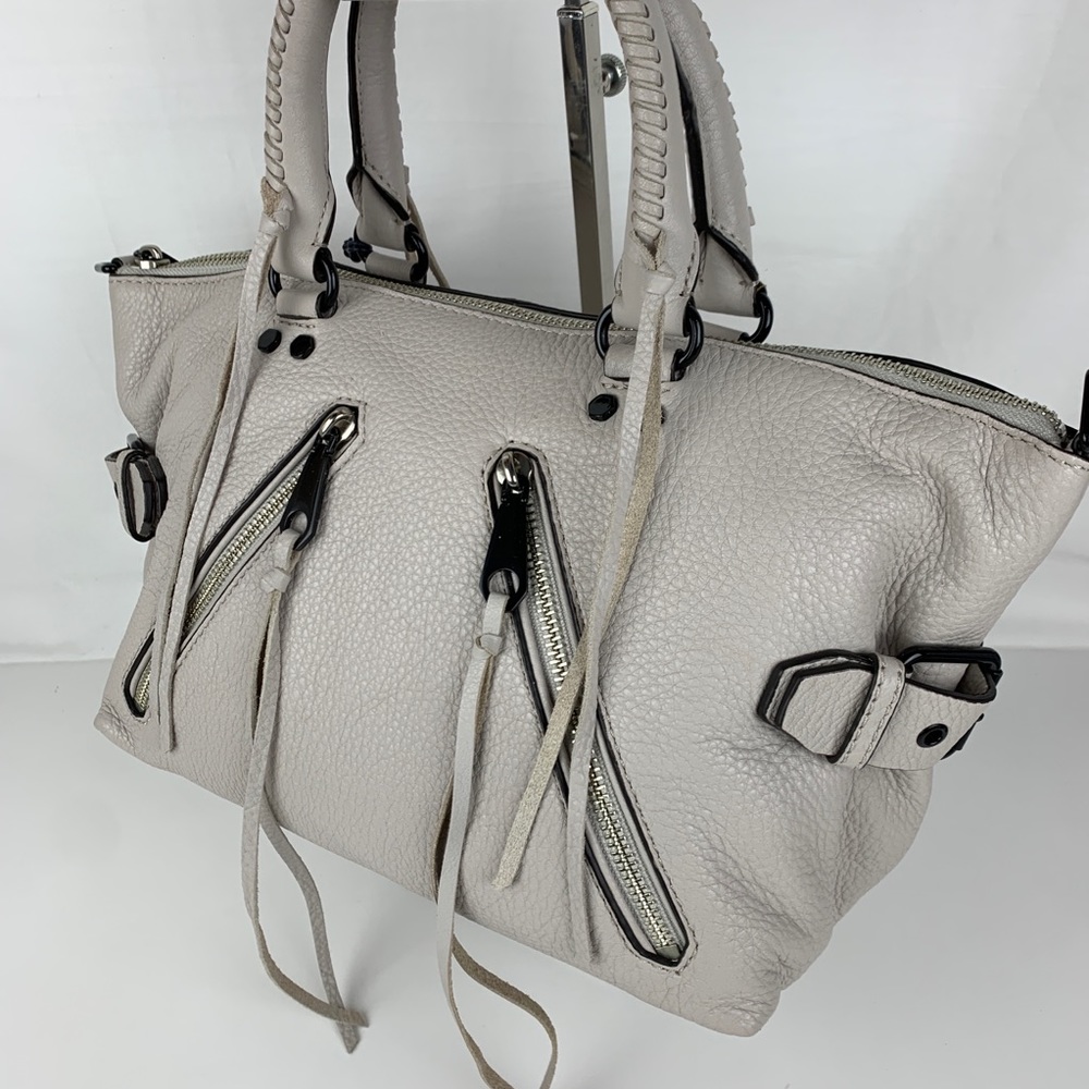 New Rebecca Minkoff Moto Leather Satchel - Putty - Picture 2 of 7